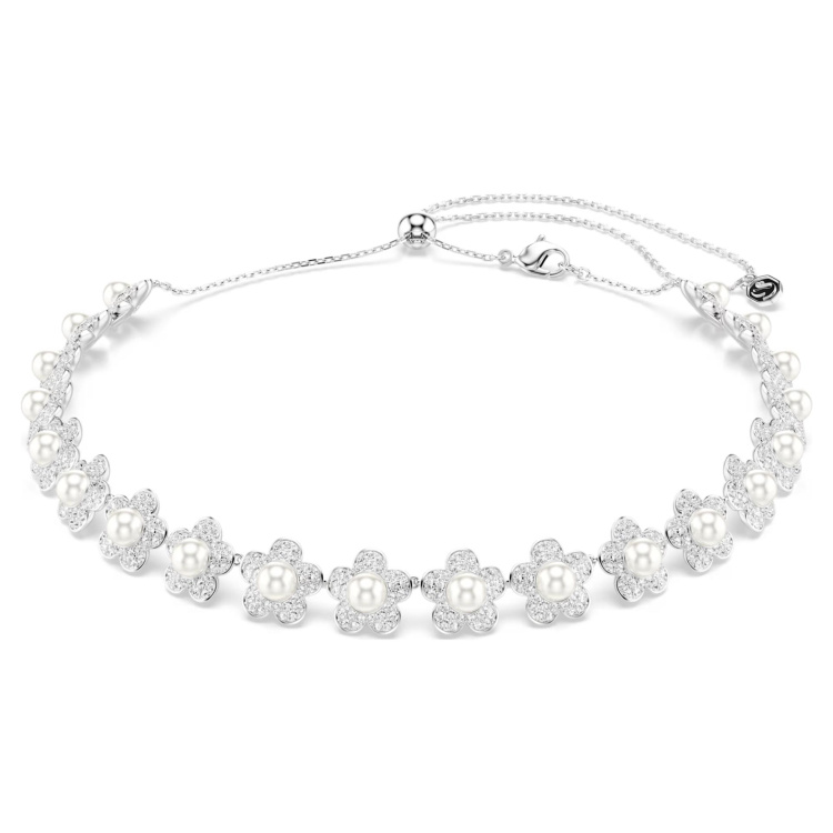 Ariana Grande x Swarovski choker Crystal pearl, Round cut, White, Rhodium plated