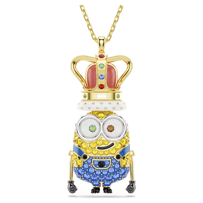 Minions King Bob pendant Pavé, Multicolored, Gold-tone plated