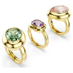 Gema motif ring Set (3), Multicolored, Gold-tone plated