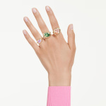 Gema motif ring Set (3), Multicolored, Gold-tone plated