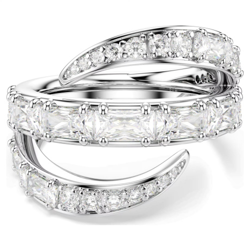 Vienna ring Mixed cuts, Swan, White, Rhodium plated