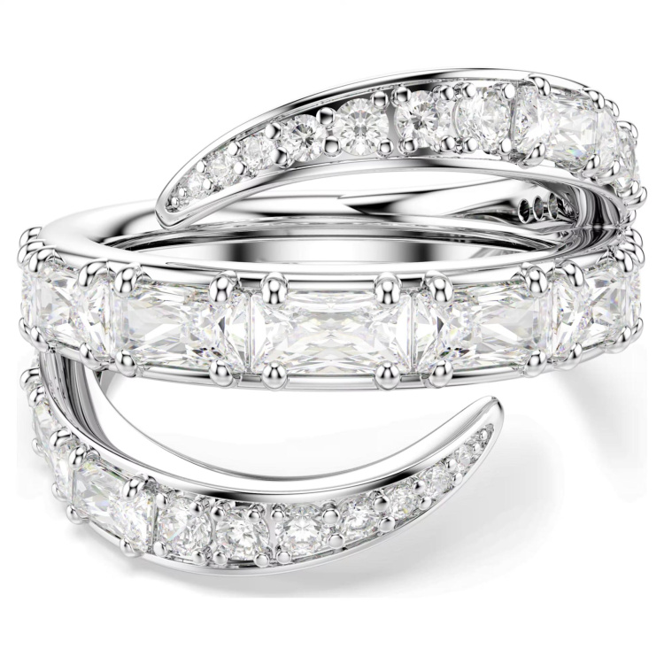 Vienna ring Mixed cuts, Swan, White, Rhodium plated