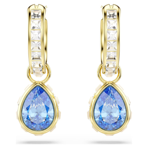 Chroma drop earrings Pear cut, Blue, 18K gold finish