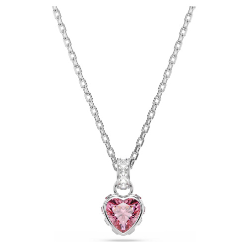 Chroma pendant Mixed cuts, Pink, Rhodium plated