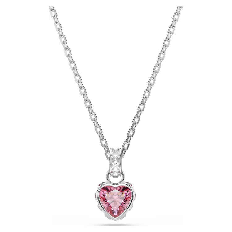 Chroma pendant Mixed cuts, Pink, Rhodium plated