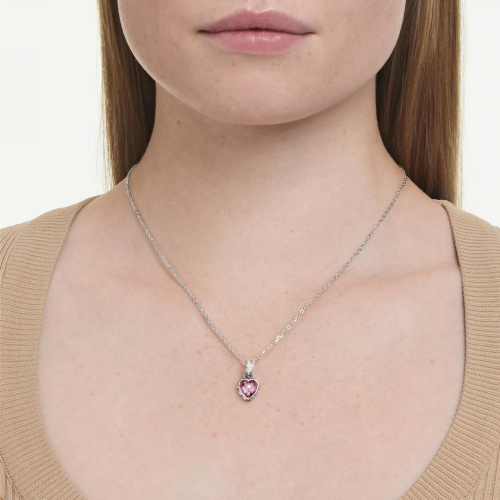 Chroma pendant Mixed cuts, Pink, Rhodium plated