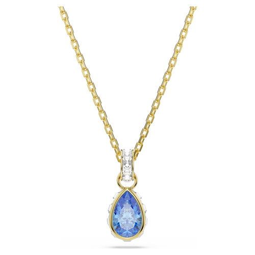 Chroma pendant Pear cut, Blue, 18K gold finish