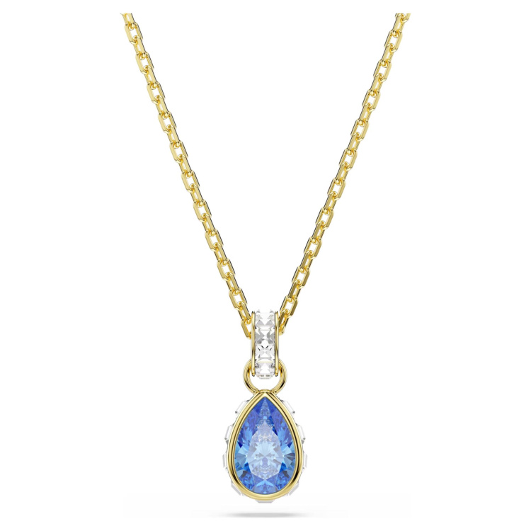 Chroma pendant Pear cut, Blue, 18K gold finish