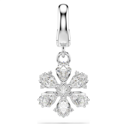 Idyllia charm Mixed cuts, Snowflake, White, Rhodium plated