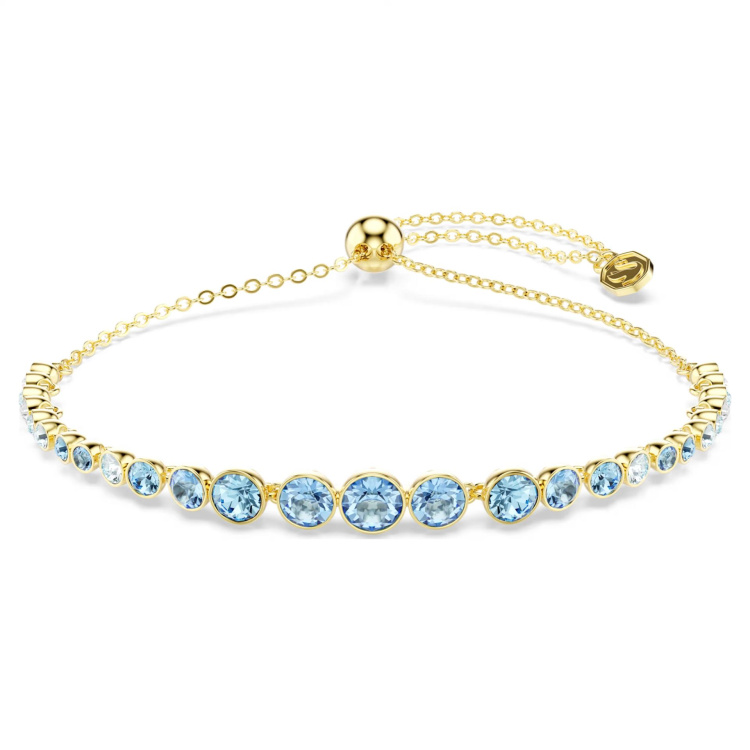 Imber bracelet Round cut, Blue, 18K gold finish