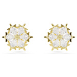 Magic stud earrings Mixed cuts, Snowflake, White, 18K gold finish