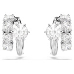 Matrix hoop earrings Round cut, White, Rhodium plated