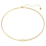 Matrix necklace Round cut, White, 18K gold finish