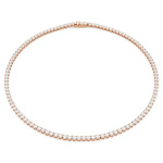Matrix Tennis necklace Round cut, White, 18K rose gold finish