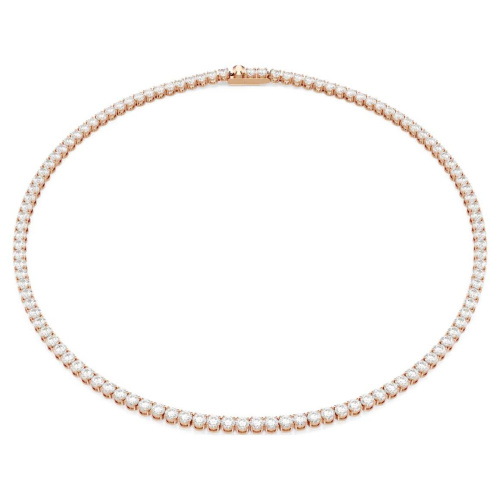 Matrix Tennis necklace Round cut, White, 18K rose gold finish