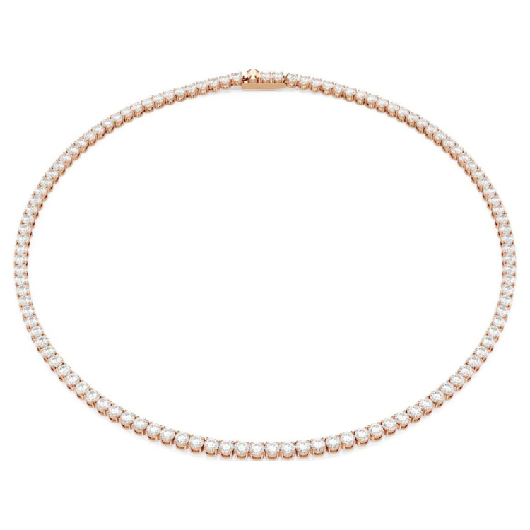 Matrix Tennis necklace Round cut, White, 18K rose gold finish