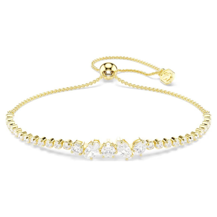 Mesmera bracelet Mixed cuts, White, 18K gold finish