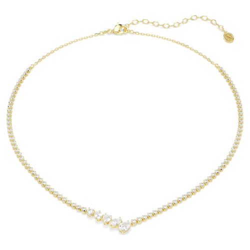 Mesmera necklace Mixed cuts, White, 18K gold finish