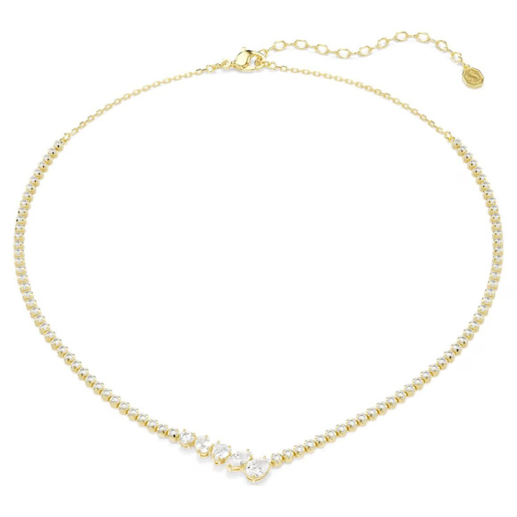 Mesmera necklace Mixed cuts, White, 18K gold finish