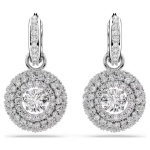 Sublima drop earrings Round cut, White, Rhodium plated