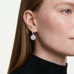 Sublima drop earrings Round cut, White, Rhodium plated