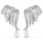 Vienna clip earrings Mixed cuts, Swan, White, Rhodium plated