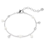 Imber bracelet Crystal pearl, Round cut, White, Rhodium plated