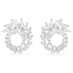 Mesmera hoop earrings Marquise cut, White, Rhodium plated