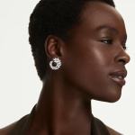Mesmera hoop earrings Marquise cut, White, Rhodium plated