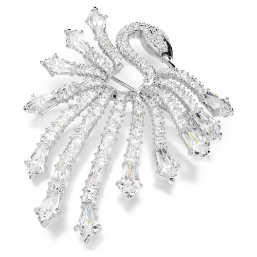Vienna brooch Mixed cuts, Swan, White, Rhodium plated
