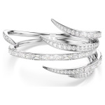 Vienna bangle Mixed cuts, White, Rhodium plated