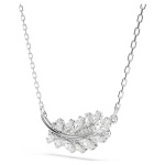 Vienna pendant Mixed cuts, Feather, White, Rhodium plated