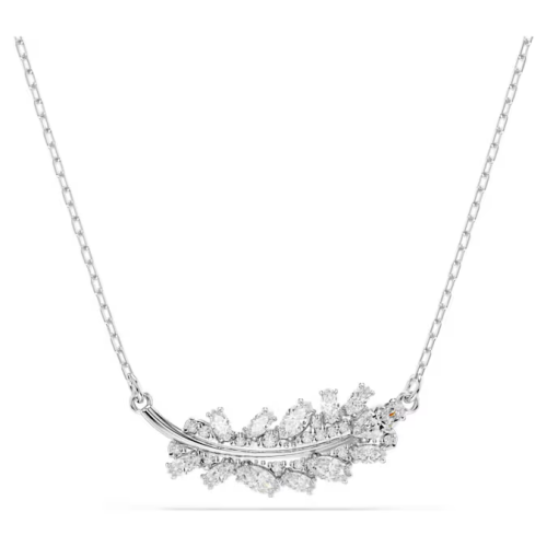 Vienna pendant Mixed cuts, Feather, White, Rhodium plated