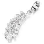Vienna charm Mixed cuts, Feather, White, Rhodium plated