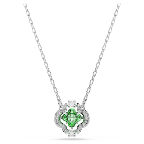 Una Angelic pendant Mixed cuts, Green, Rhodium plated