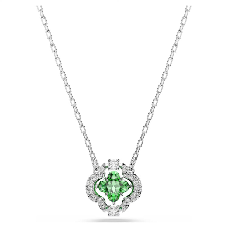 Una Angelic pendant Mixed cuts, Green, Rhodium plated