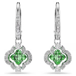 Una Angelic drop earrings Mixed cuts, Green, Rhodium plated