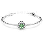 Una Angelic bangle Mixed cuts, Green, Rhodium plated