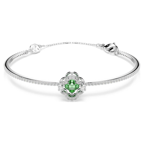 Una Angelic bangle Mixed cuts, Green, Rhodium plated