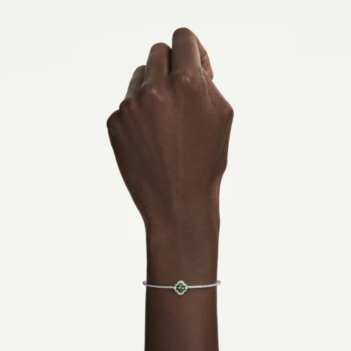 Una Angelic bangle Mixed cuts, Green, Rhodium plated