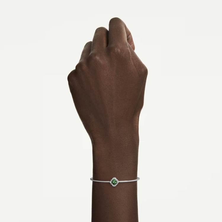 Una Angelic bangle Mixed cuts, Green, Rhodium plated