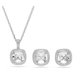 Una Angelic set Cushion cut, White, Rhodium plated