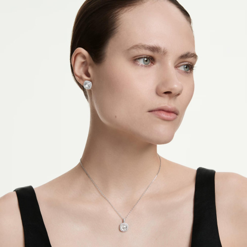 Una Angelic set Cushion cut, White, Rhodium plated