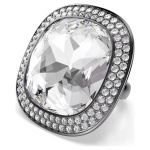 Una Angelic cocktail ring Cushion cut, White, Ruthenium plated