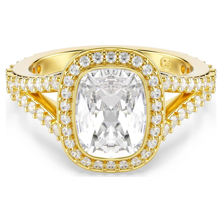 Una Angelic ring Cushion cut, White, 18K gold finish