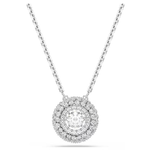 Sublima pendant Round cut, White, Rhodium plated