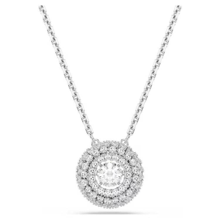 Sublima pendant Round cut, White, Rhodium plated