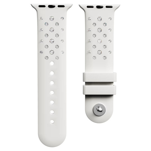 Watch strap Silicone with stitching, Gray, Stainless steel