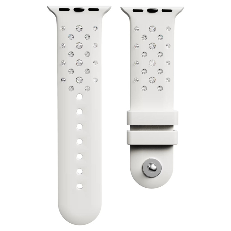 Watch strap Silicone with stitching, Gray, Stainless steel