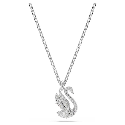 Swan pendant Mixed cuts, Swan, White, Rhodium plated